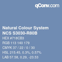 カラーコード: Natural Colour System<br>NCS S3030-R80B - Altblau | qconv.com