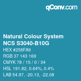 Color code: Natural Colour System<br>NCS S3040-B10G - Blau | qconv.com