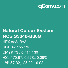 Color code: Natural Colour System<br>NCS S3040-B80G - Grün | qconv.com