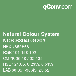 Color code: Natural Colour System<br>NCS S3040-G20Y - Grün | qconv.com