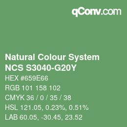 カラーコード: Natural Colour System<br>NCS S3040-G20Y - Grün | qconv.com