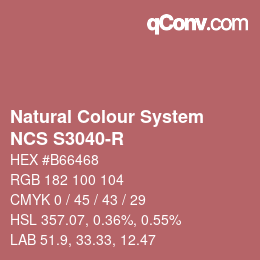 カラーコード: Natural Colour System<br>NCS S3040-R - Rot | qconv.com