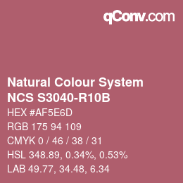 Color code: Natural Colour System<br>NCS S3040-R10B - Rot | qconv.com