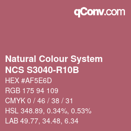 カラーコード: Natural Colour System<br>NCS S3040-R10B - Rot | qconv.com