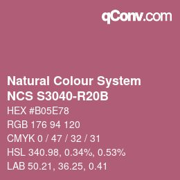 カラーコード: Natural Colour System<br>NCS S3040-R20B - Rotviolett | qconv.com