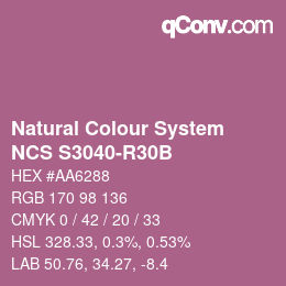 Color code: Natural Colour System<br>NCS S3040-R30B - Violett | qconv.com