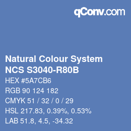 Código de color: Natural Colour System<br>NCS S3040-R80B - Hellblau | qconv.com