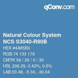 Código de color: Natural Colour System<br>NCS S3040-R90B - Hellblau | qconv.com