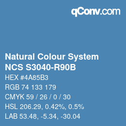 カラーコード: Natural Colour System<br>NCS S3040-R90B - Hellblau | qconv.com