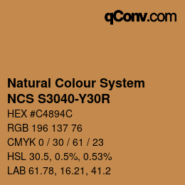 Color code: Natural Colour System<br>NCS S3040-Y30R - Hellbraun | qconv.com