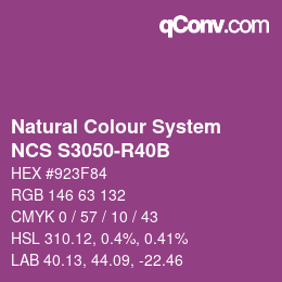 Color code: Natural Colour System<br>NCS S3050-R40B - Violett | qconv.com