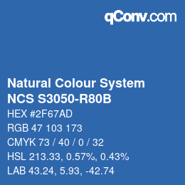 Farbcode: Natural Colour System<br>NCS S3050-R80B - Blau | qconv.com