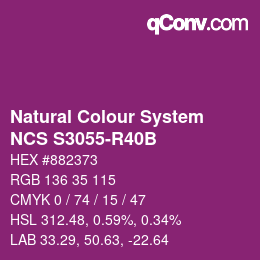 カラーコード: Natural Colour System<br>NCS S3055-R40B - Lila | qconv.com