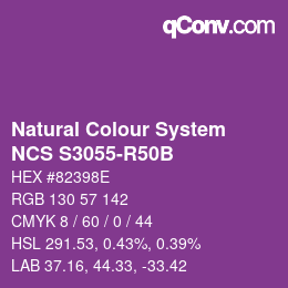 颜色代码: Natural Colour System<br>NCS S3055-R50B - Violett | qconv.com