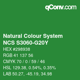 Farbcode: Natural Colour System<br>NCS S3060-G20Y - Grün | qconv.com