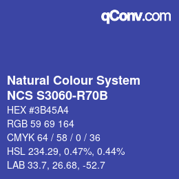 颜色代码: Natural Colour System<br>NCS S3060-R70B - Violettblau | qconv.com