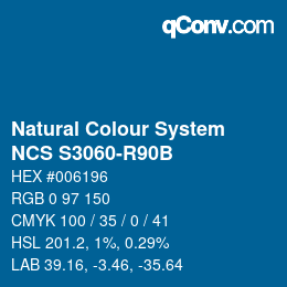 カラーコード: Natural Colour System<br>NCS S3060-R90B - Blau | qconv.com