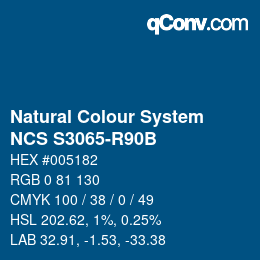 カラーコード: Natural Colour System<br>NCS S3065-R90B - Blau | qconv.com