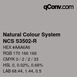 Farbcode: Natural Colour System<br>NCS S3502-R - Grau | qconv.com