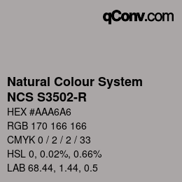 Farbcode: Natural Colour System<br>NCS S3502-R - Grau | qconv.com