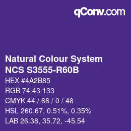 カラーコード: Natural Colour System<br>NCS S3555-R60B - Dunkelviolett | qconv.com