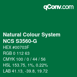カラーコード: Natural Colour System<br>NCS S3560-G - Grün | qconv.com