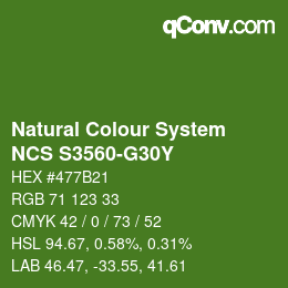 Color code: Natural Colour System<br>NCS S3560-G30Y - Grün | qconv.com