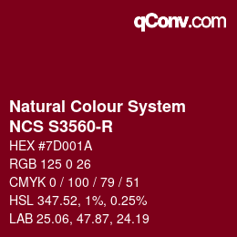 カラーコード: Natural Colour System<br>NCS S3560-R - Braunrot | qconv.com