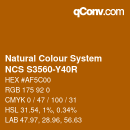 颜色代码: Natural Colour System<br>NCS S3560-Y40R - Braun | qconv.com