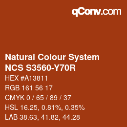 カラーコード: Natural Colour System<br>NCS S3560-Y70R - Braunrot | qconv.com