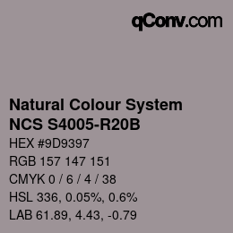 カラーコード: Natural Colour System<br>NCS S4005-R20B - Rotgrau | qconv.com