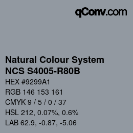 Color code: Natural Colour System<br>NCS S4005-R80B - Blaugrau | qconv.com