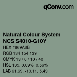 Color code: Natural Colour System<br>NCS S4010-G10Y - Graugrün | qconv.com