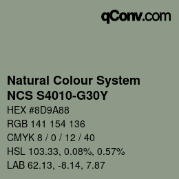 Color code: Natural Colour System<br>NCS S4010-G30Y - Grüngrau | qconv.com
