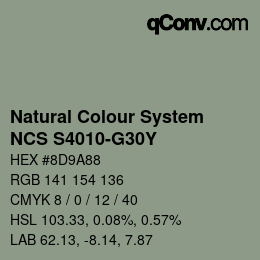 Código de color: Natural Colour System<br>NCS S4010-G30Y - Grüngrau | qconv.com