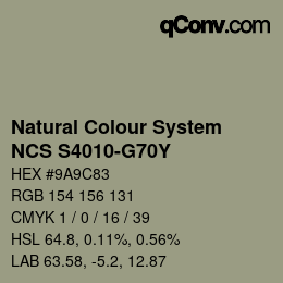 Código de color: Natural Colour System<br>NCS S4010-G70Y - Grauoliv | qconv.com