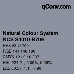 Farbcode: Natural Colour System<br>NCS S4010-R70B - Blaugrau | qconv.com