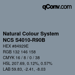 カラーコード: Natural Colour System<br>NCS S4010-R90B - Blaugrau | qconv.com