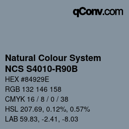 颜色代码: Natural Colour System<br>NCS S4010-R90B - Blaugrau | qconv.com