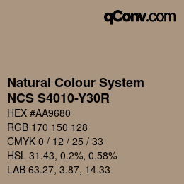 Color code: Natural Colour System<br>NCS S4010-Y30R - Graubraun | qconv.com