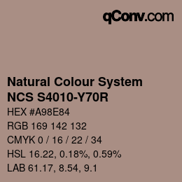 Color code: Natural Colour System<br>NCS S4010-Y70R - Graubraun | qconv.com