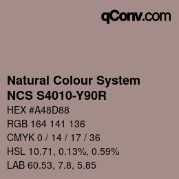 颜色代码: Natural Colour System<br>NCS S4010-Y90R - Graubraun | qconv.com