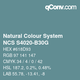 Color code: Natural Colour System<br>NCS S4020-B30G - Blau | qconv.com