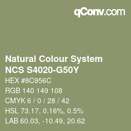 Color code: Natural Colour System<br>NCS S4020-G50Y - Grün | qconv.com