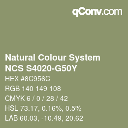 Color code: Natural Colour System<br>NCS S4020-G50Y - Grün | qconv.com