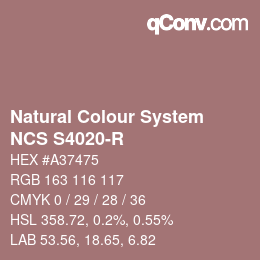 カラーコード: Natural Colour System<br>NCS S4020-R - Rotbraun | qconv.com