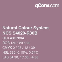 カラーコード: Natural Colour System<br>NCS S4020-R30B - Rotblau | qconv.com