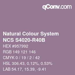 Color code: Natural Colour System<br>NCS S4020-R40B - Rotblau | qconv.com