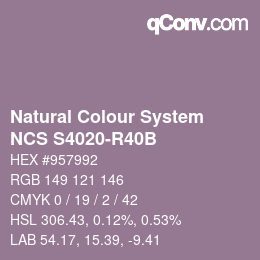 カラーコード: Natural Colour System<br>NCS S4020-R40B - Rotblau | qconv.com