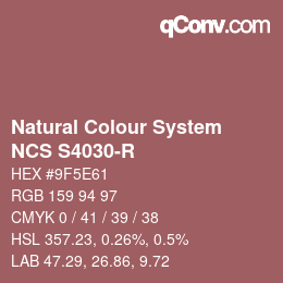 颜色代码: Natural Colour System<br>NCS S4030-R - Braunrot | qconv.com